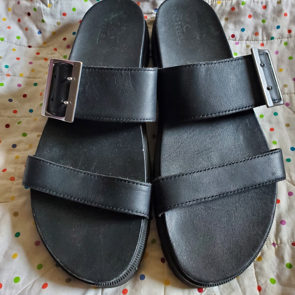 Sorel Buckel  Black Sandals Size 10 Women's.